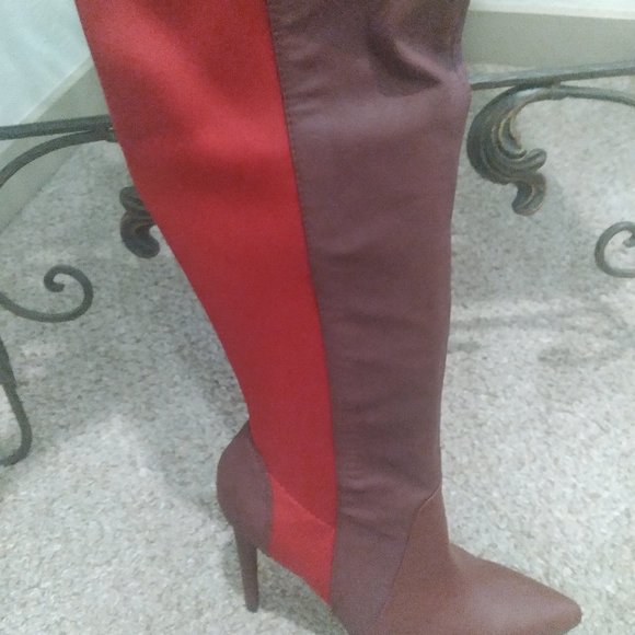 GX by Gwen Stefani Over-the-knee Red leather High Heel Boots - Picture 1 of 3